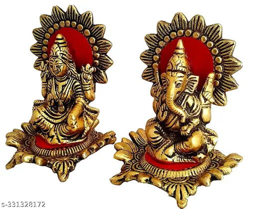 Laxmi ganesh Idol For Home,Temple, Office, Gifting and Purpose Luck and Happiness Metal Size:L-B-H-8x8x11