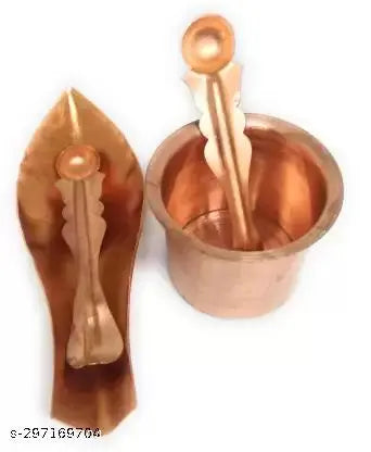 Copper Panchpatra with Anchmani for All Pooja Purpose Copper  (Brown)