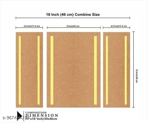 Set of 3 Modern art self adeshive Home decorative gift item wall painting for living room , office , hotel MDF framed painting 12 inch X 18 inch(pack of 3 )