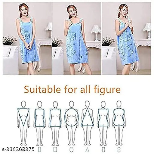 KITCREXA Soft Microfiber Fabric Cute Love Rabbit Printed Wearable Fast Drying Bath Towel for Women & Girls| Stylish Women’s Bathrobe Bath Towel Dress for Bath, Spa, Shower, Swimming Pool, Beach