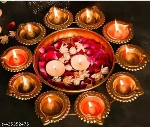 Decorative Lighting For Special Function Like Birthday Anniversary Marriage function Gufran Shaped Urli Bowl Diyas