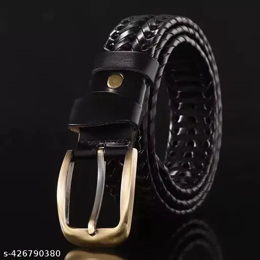 WALLETIN Mens Braided Genuine Leather Original Branded Belt | Woven Leather Belt for Casual Pants with Brass Buckle| Micro Adjustable
