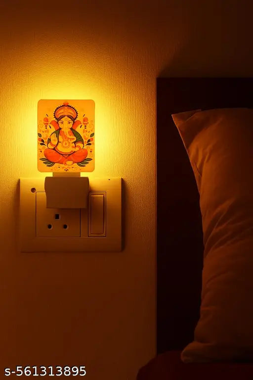 Somil Lord Ganesha Ashirwad LED Night Lamp | Plug-in Acrylic Color Changing Night Light for Bedroom, Mandir & Home Décor