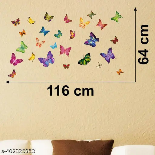 Divine Printry Colorful Butterflies Wall Sticker Size - ( 116*64 ) cm