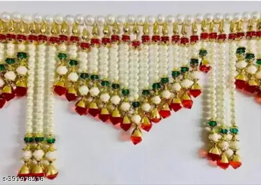 Handicraft White/Green/red Crystal toran Handmade Main Door Hanging Toran Size 3 FEET