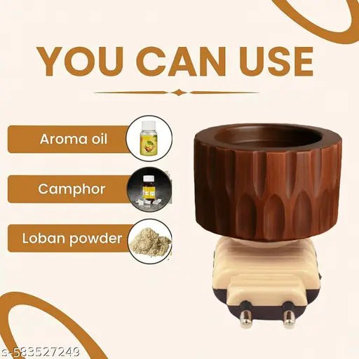 Wooden Electric Kapoor Dani for Pooja & Meditation – Plug-in Aroma Diffuser with LED Lightc| Aromatherapy & Pooja | Odor Eliminator & Air Purifier Pack of 3