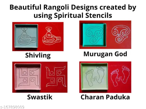 Artonezt Rangoli Tool Kit: Spiritual DIY Kolam Rangoli Stencils and Accessories for Navratri Pongal Diwali Pooja Mandir Floor Decoration Art & Craft (Pack of 10)
