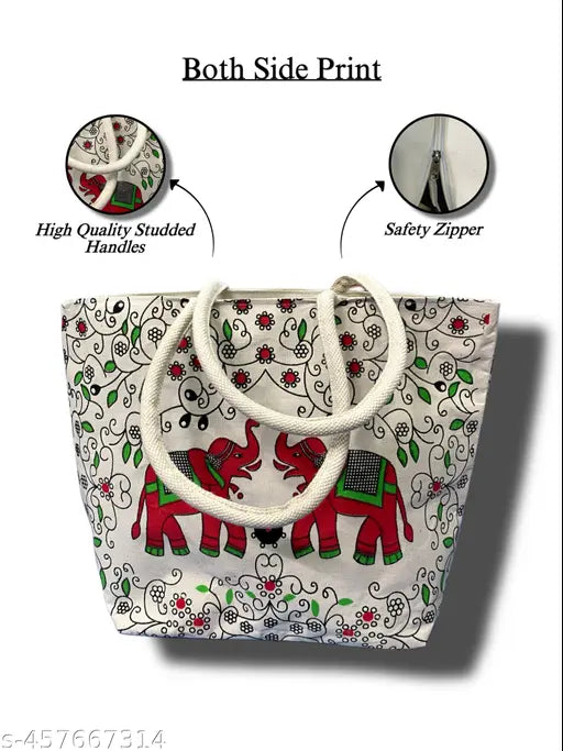 Big Two Elephant Canvas Tote Bag - Stylish, Durable, and Spacious
