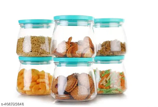 Airtight plastic Container Jar Set For Kitchen - 900ml Set Of 6, Jar Set For Kitchen, Organizer Container Set Items, Air Tight Containers