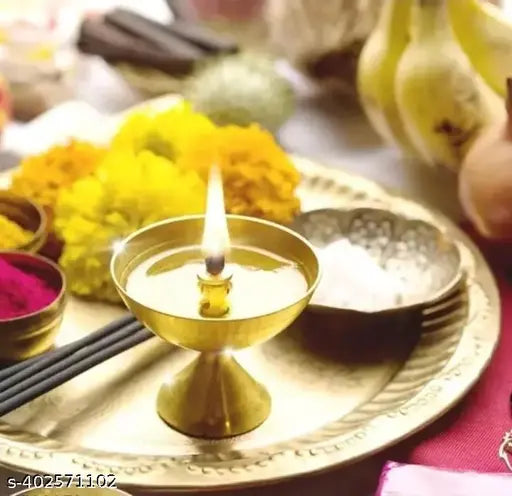 Traditional Brass Diya for Puja | Pooja Aarti | Arti Deepak Deepam Oil Lamp for Home Temple Puja Articles Decor Gifts-  (2)