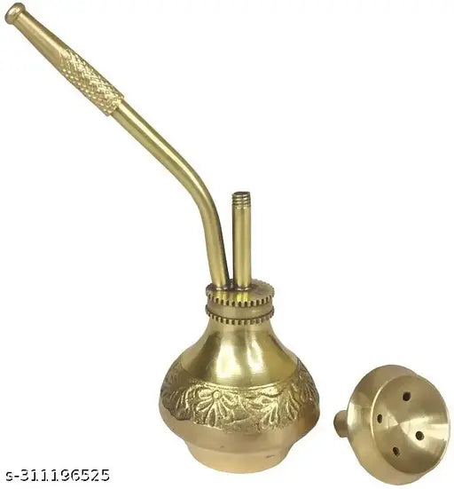 (12 CM x 9 CM Size) Brass Metal Miniature/Mini Water Smoking Pipe Vintage Hookah For Home Decoration And Car Dashboard Showpiece