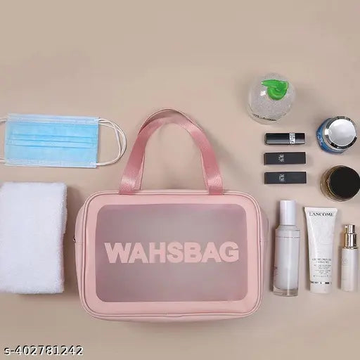 RRK (Set of 3)Clear Makeup Pouch Set, Makeup Pouch Bag Travel Transparent Toiletry Bag Zipper Wash Bag with Handle Household Grooming Kit Portable Organizer Case Carry Pouch for Women and Men Makeup Pouches/Bags