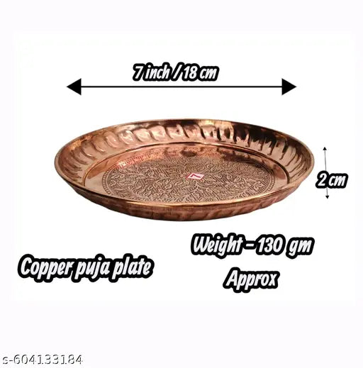 Copper Puja Plate / Pooja Thali – 7 Inch (1 Piece)