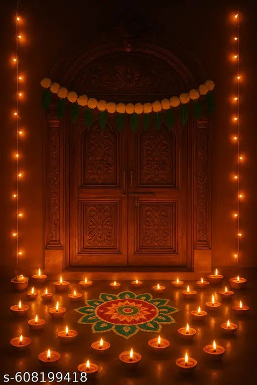 TRADERS Genda Phool | Artificial Marigold Fluffy Flower/Genda Phool Garlands | for Diwali, Navratri, Festival Office Decoration