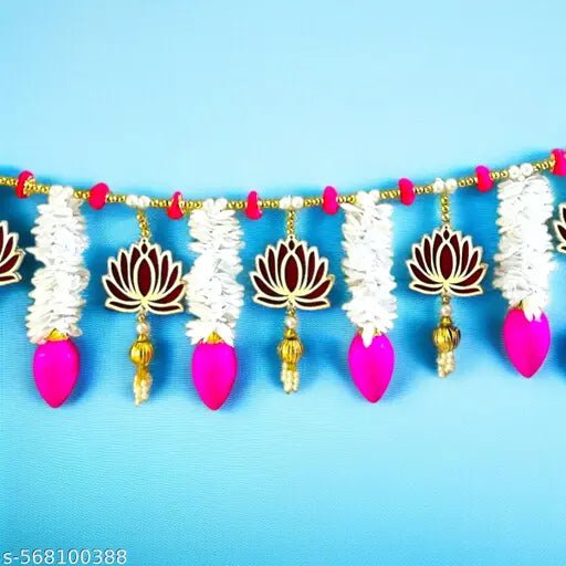 Decorative Lotus Toran/Bandarwal– Artificial Flowers with Acrylic Lotus & Beads for Door Decoration