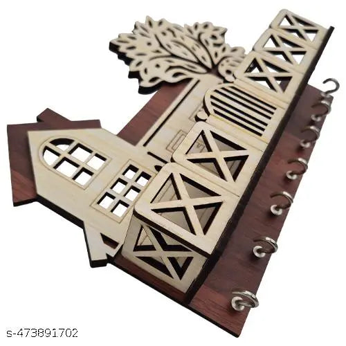 Tree House Wooden Keychain Holder ( Brown and Cream) Premium Quality
