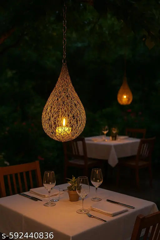 Golden Glow Hanging Candle Lantern
