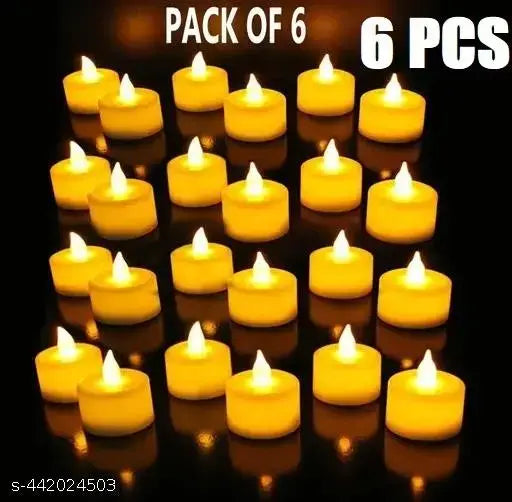 Acrylic Led Tea Light Candle For Home Decoration 6 Piece, Yellow,