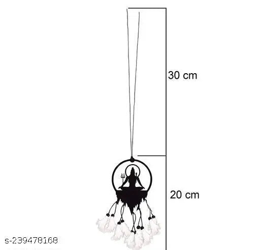 Wooden Art Decoration Created – Round Mahadev God of Shiva Showpiece with Black and White Color Pichai for Car, Office, Home Decoration, Gift, and Handmade Item