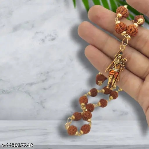 Most Beautiful Dotted Locket Pendant With 5 Mukhi Rudraksha Mala Model_Number_AQ0Z216