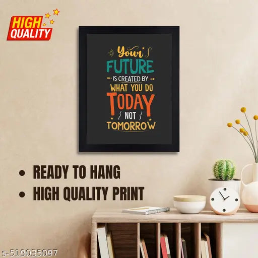 Inspirational Wall Art Print, Your Future Quote, Black Frame, Motivational Office Decor