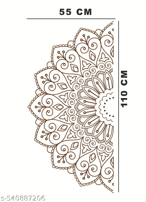110 cm Mandala in Half Design Wall Decor Wall Sticker Self Adhesive Sticker (Pack of 1)