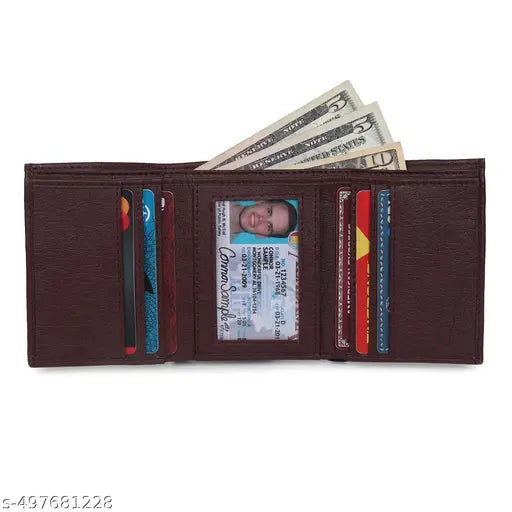 Matin Life Men's Trifold Wallet – Premium PU Leather, Secure Snap Closure, Multiple Card Slots & Cash Compartment – Slim & Stylish Design
