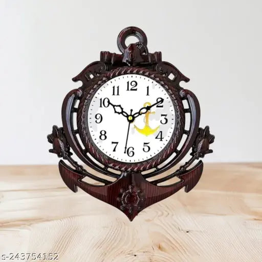 IRU Creation Premium Designer Decorative Anchor Shape Wall Clock (Multicolor, With Glass, Standard)