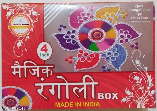Magic Rangoli Making Kit Includes Magic Tool || Rangoli Filler 1Pc, Jali 2 Pcs for Diwali Home Decor || Indoor Outdoor Decoration Rangoli (Random Design)