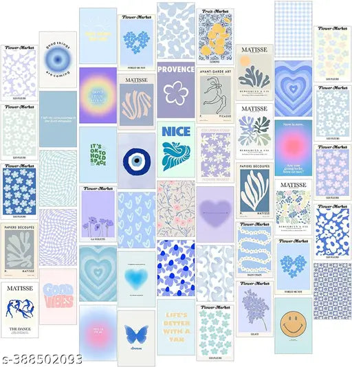 Peel-N-Stick Photo Wall Collage Kit || 50 PCS Danish Pastel Room Decor Aesthetic, Matisse Wall Art for Teen Girl Room Décor| Small Posters for Room Decoration- Green