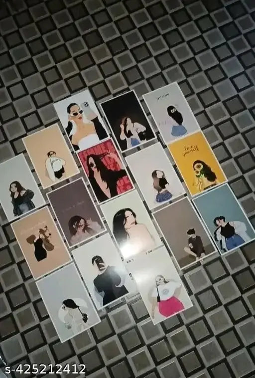 Boho poster cards for women wall decor combo of 16 size A6