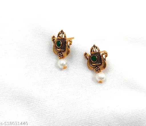 Latest Stylish Design Fancy Pearl Choker Traditional Temple Necklace Jewellery Set for Women