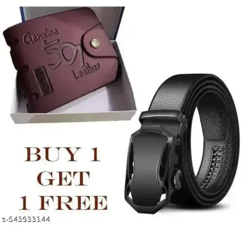 MENS STYLISH KACHUA BELT AND 507 WALLET IN ARTIFICIAL LEATHER