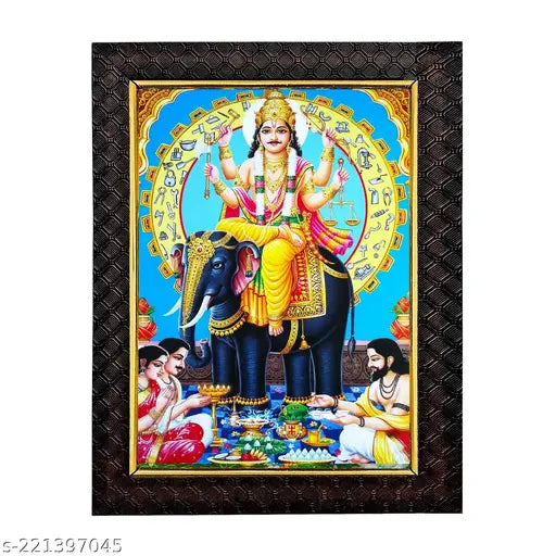 Hawai Lord Viswakarma Wall Hanging Designer Photo Frame for Home Office Business Place 36x26cm SFDI248BLKFRM