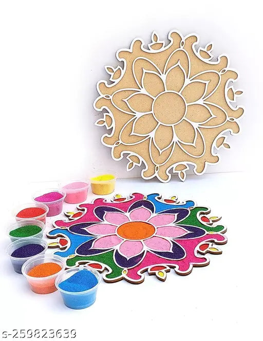 Reusable Rangoli Template Mat. Readymade Rangoli Stencil. Just Fill with Rangoli or Petals. Traditional Design. Modern Day Ease of Use. Washable. Float on Water.  (Design K))
