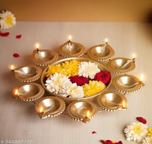 Classyo Urli Bowl for Home Decor, Decorative Bowl for Diwali, Urli for Flower Decoration, Gold, 12 inch