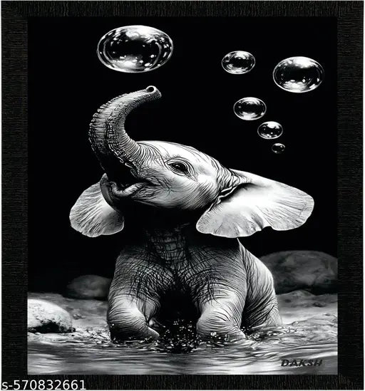 Elephant  Wall Decor A4 Size Framed Paintings for Living Room Bedroom & Office Decor - Wall Art Frames Wall Posters with Frame for Home Decoration - Wall Paintings