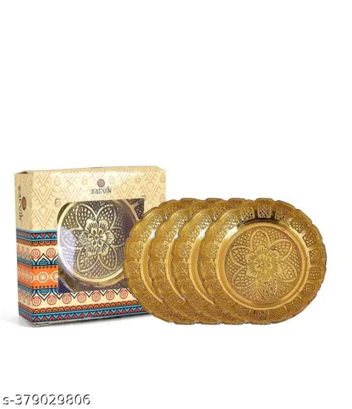 Brass puja plate pack of 6