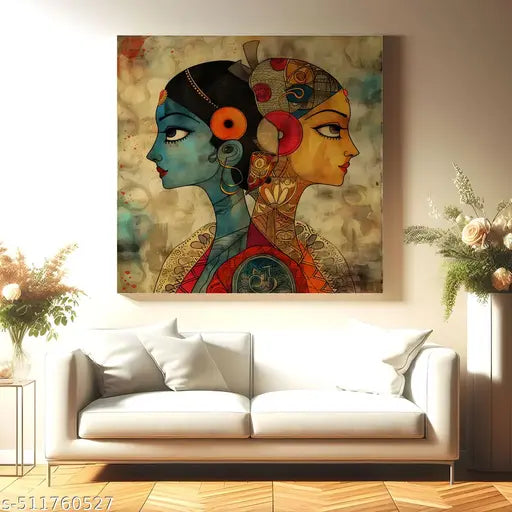 Indianara Indian Traditional Canvas Art Painting for Living | Bedroom | Pooja Room | Hotel Canvas 20 inch x 20 inch Painting