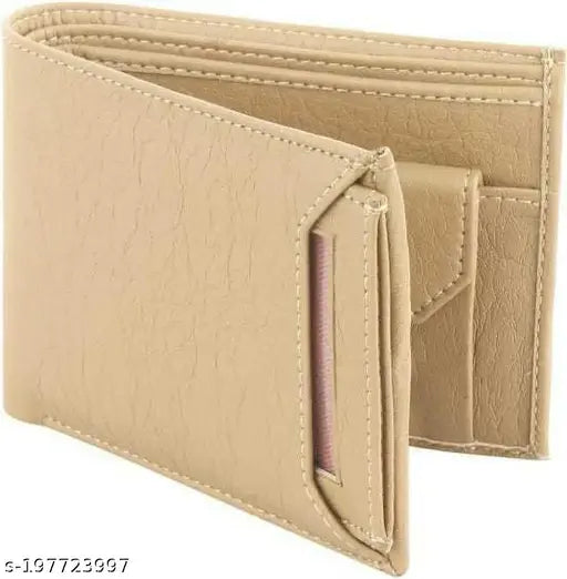 Men Casual Artificial Leather Wallet For Men Beige Colour   ( 5 Card Slot)