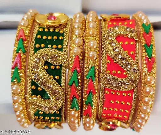 Lal Hara colour fancy bangles