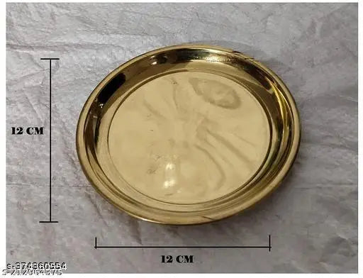 5 PCS Set/Two Bowl, Spoon, Glass, Plate/Pure Brass/for Pooja and BHOG, FROM HARIDWAR