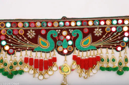 Wall Hanging Toran with Handmade Traditional Multi Zula Bandarwal, Design Patchwork Toran for Pooja, Festival, Wedding and Home Decor, 3 Ft Toran