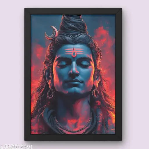 Lord Shiva Wall Art – Textured 9 x 12 Inch Framed Painting