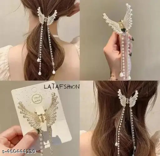 Combo Offer metal pearl claw clip and Pearl Resin Acrylic Hair Clips pack of 5 Cream color Metal Juttu clipu / Jada Clipu/Juttu Kliplu / Jada Klipu/Juttu pinu / Jada Pinu/Jada Billa/Muti kilippukal& Muti pinkal//mudi clippukalum mudi pinnukalum/Hair klip‌