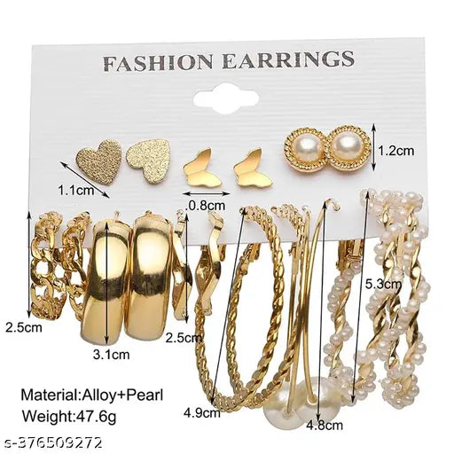 Festival Special Earring Combo | Allure Gold Earring Combo |  Stud Earring | Butterfly Earrings | In Gold-Plated For Women & Girls