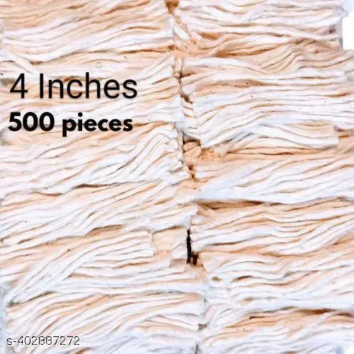 Mahadeva Long Cotton Wicks for Puja - Regular White - 4 Inch - 500 Pcs