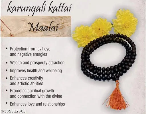 108+1 Beads Original Karungali Mala | Lab Certified Ebony Wood Japa Mala | Govt Approved Spiritual Rosary