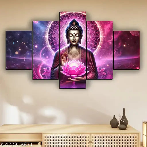 Lord Buddha Painting Artwork Digital Reprint 18 inch x 30 inch Painting (Without Frame, Pack of 5)
