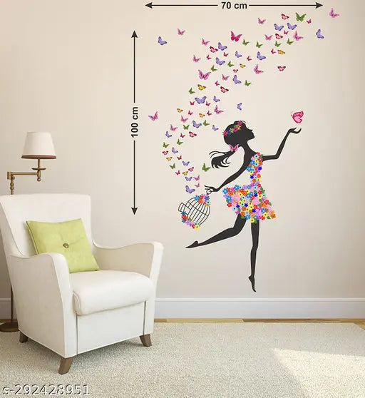 Trendy Set of 4 Wall Stickers Dreamy Girl Love Birds With Hearts magical tree Red flower with lantern Self Adhesive Vinyl Waterproof Decals for Home